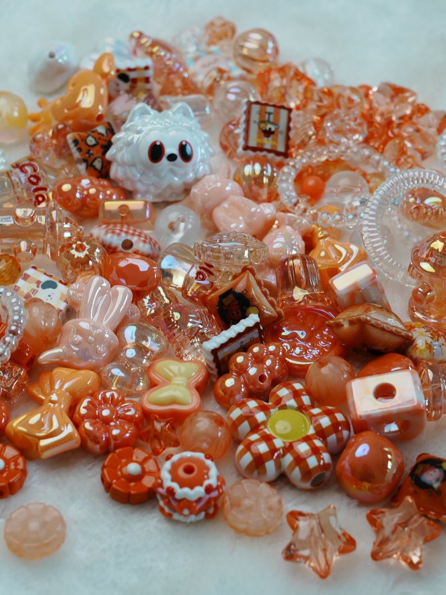 Orange bead mix for charm bracelets